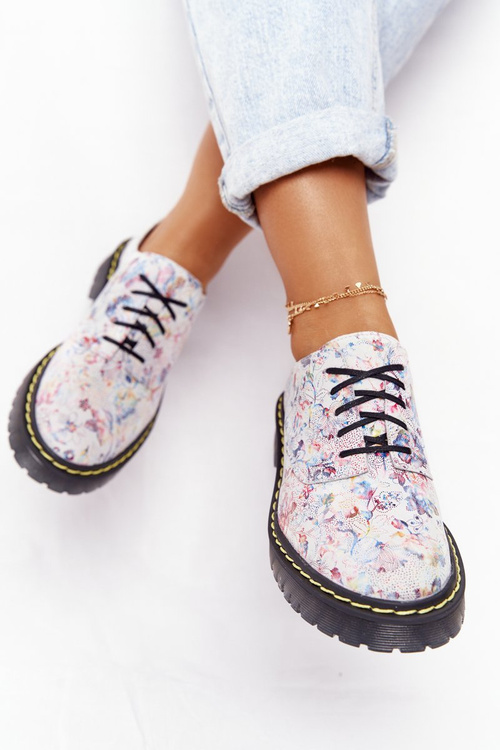 Dámské Kožené Boty Maciejka 04087-38 Bílé S Květinami