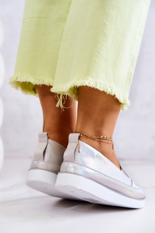 Ženské sklz-on S. Barski strieborné tenisky