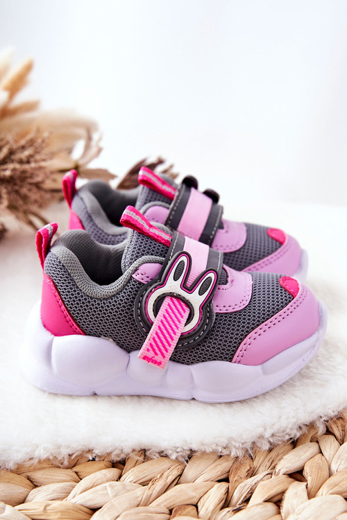 Detské športové topánky pre suchý zips befado 516p091 Gray-ružové