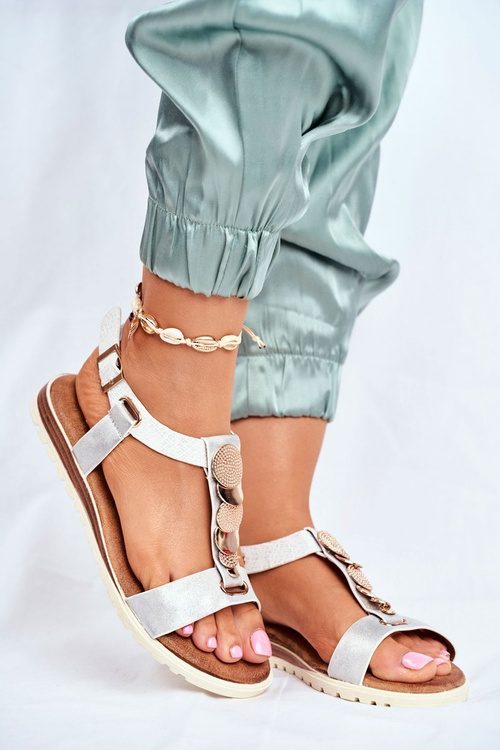 Ploché Sandály S Ornamenty Stříbrné Milton