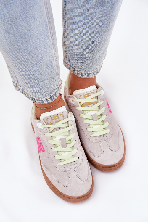 Semišové Športové Topánky Tenisky Dámske D.Franklin Ztlmená Biela DFSH387005