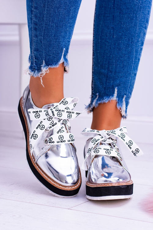 Lu Boo Stříbrné zrcadlové dámské boty Moonlight