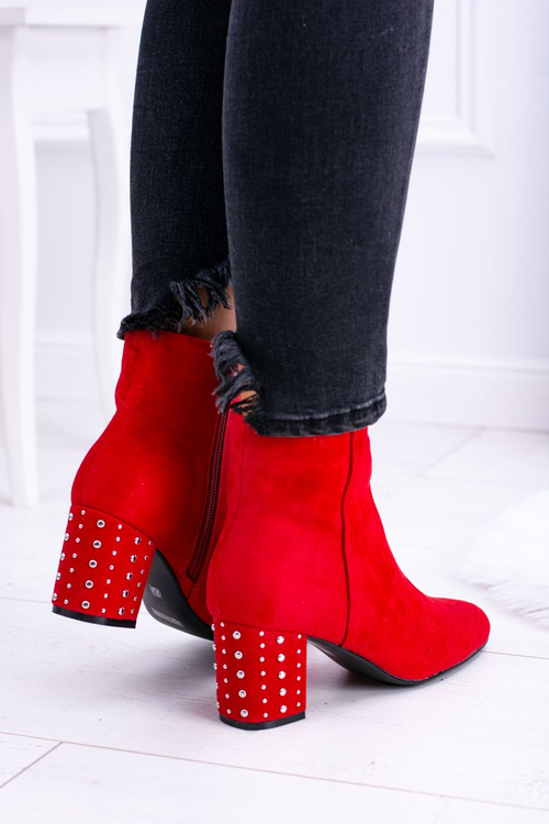 Teplé ženské kotníkové boty červené Jokasta