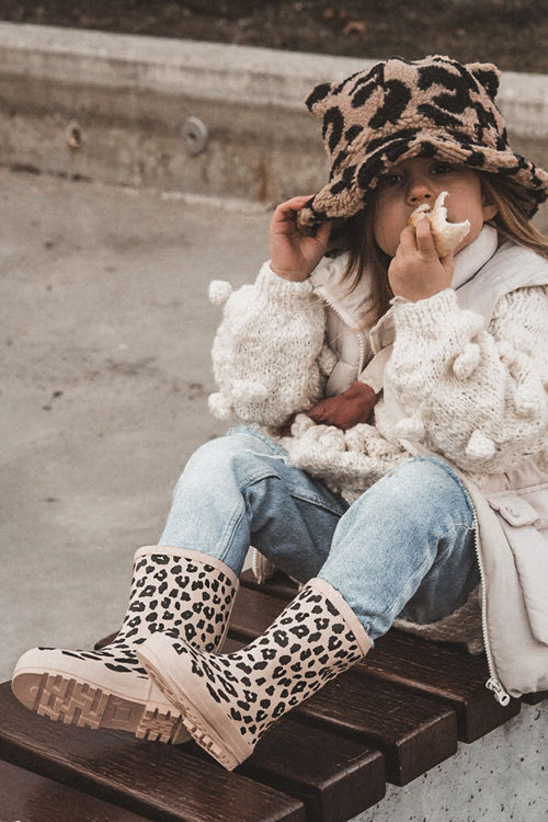 Détské Gumáky S Leopardím Vzorem béžove Nanny