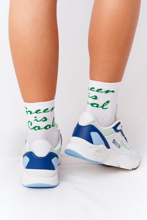 Dámské Tenisky Memory Foam Big Star HH274810 Bílé-Zelené