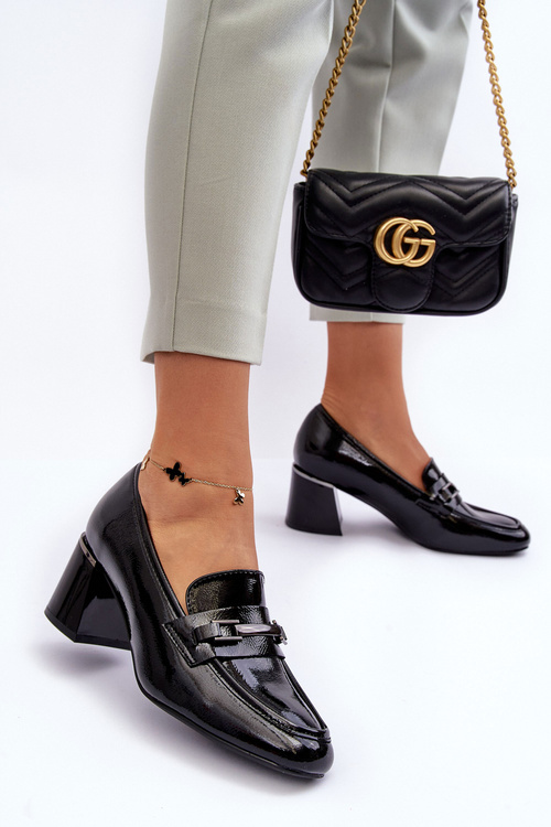 Lakované Sandály Na Sloupku Černé Idona