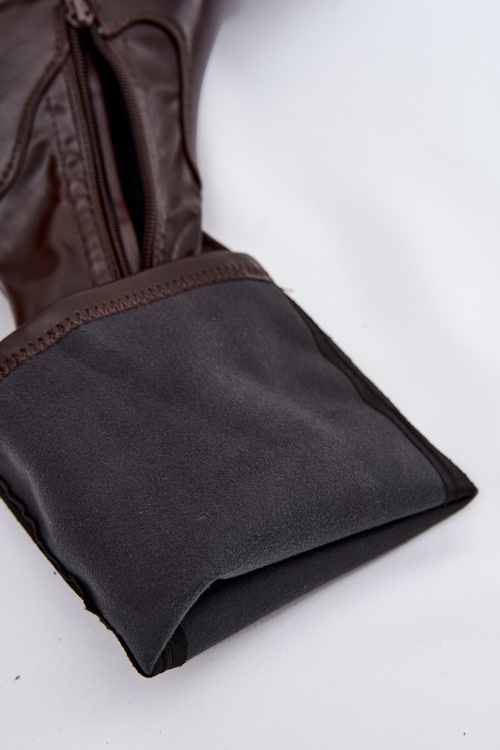 Dámske čižmy s masívnym podpätkom a platformou na zaväzovanie Hnedé Florinne