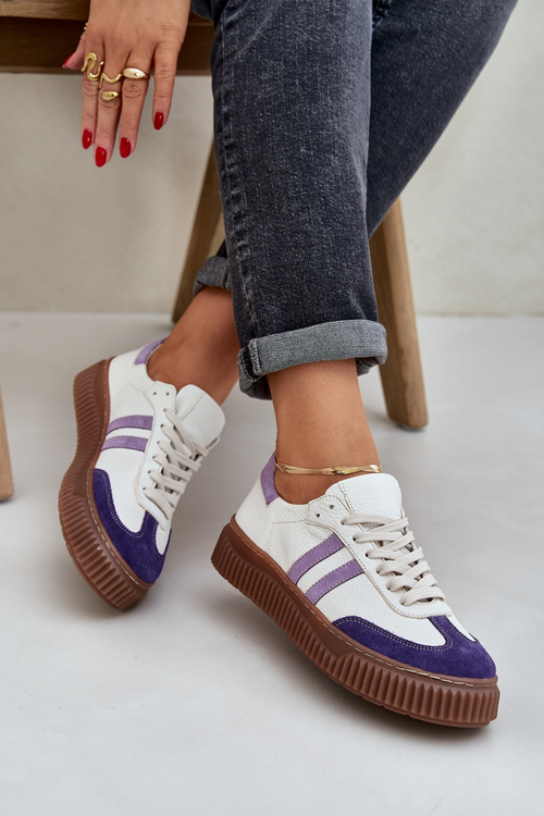 Zazoo N1068 Kožené Nízké Sneakersy Dámské Na Platformě Bílé