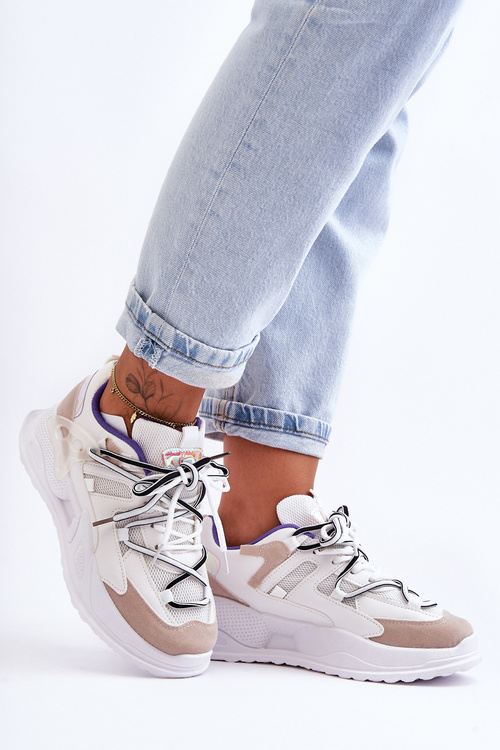 Kožené športové topánky na bielej platforme Sifel