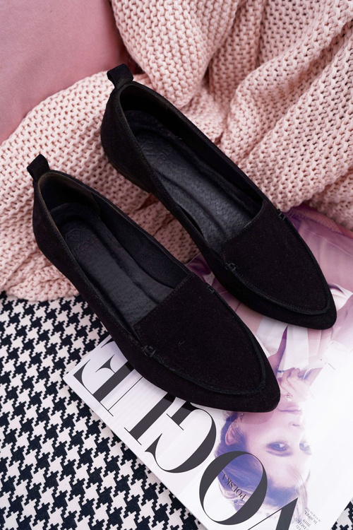 Dámske mokasínové semišové koža Loafer Black Home