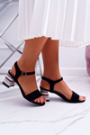 Dámske sandále na post farebná čierna päta