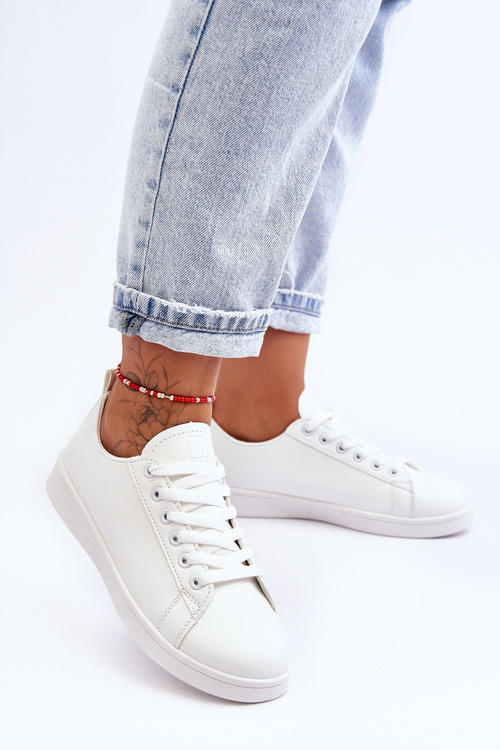 Dámske kožené klasické biele neobmedzené tenisky