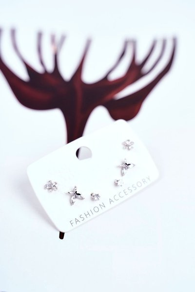 Ženské náušnice so zirkónmi strieborný 3 páry Julie