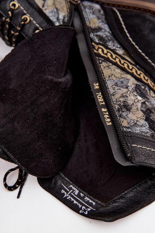 Dámske čižmy z pravej kože Maciejka 07097-01 Čierno-zlaté