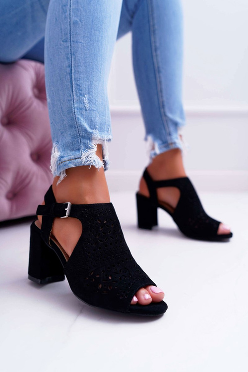 Dámske sandále na Peep Toe Black Olenia Post