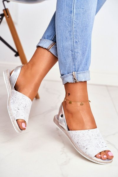 Dámské Sandály Ploché Sergio Leone Stříbrné SK030