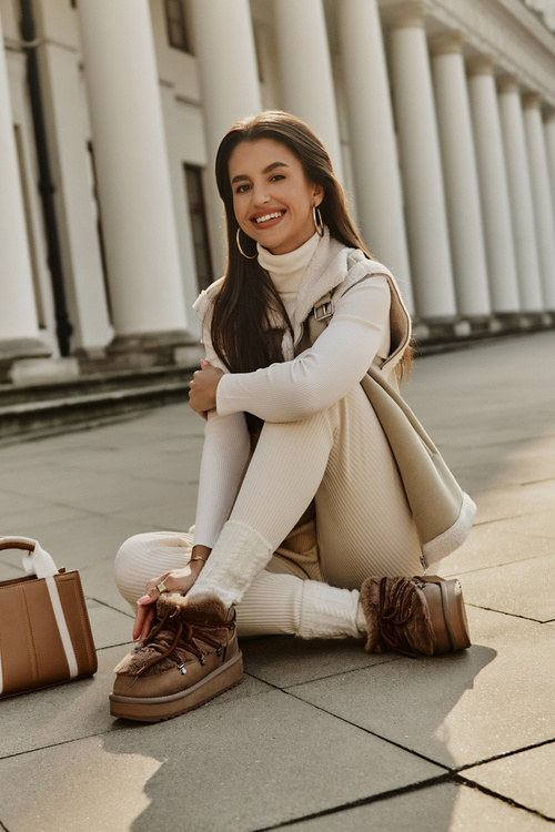 Nízke Snehové Topánky Na Platforme S Kožušinou D.Franklin Hnedé DFSH370011