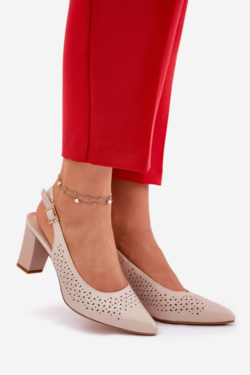 Dierkované Sandále S Špicatými Prstami Na Opätku Béžové Sergio Leone SK163