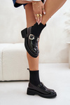 Lakované Čižmy S Ponožkou A Prackou Čierne MR880-076