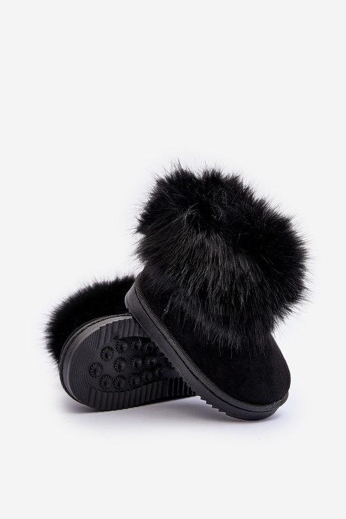 Dětské zateplené boty sněhové s kožešinou černé Nohie