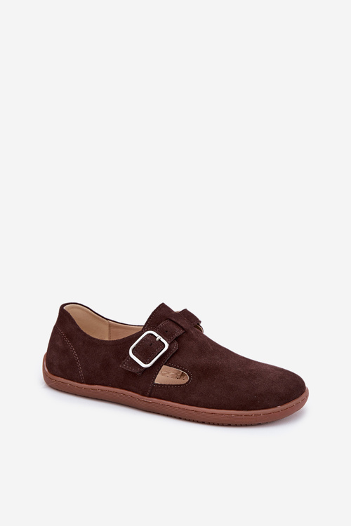 Semišové poltopánky barefoot dámske s prackou Zazoo N1261 čokoládové