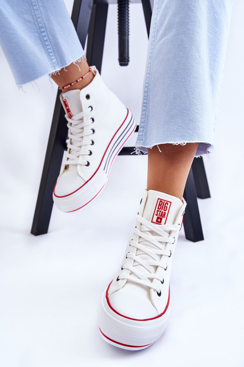 Dámske tenisky s vysokým materiálom na bielej platforme Big Star LL274185