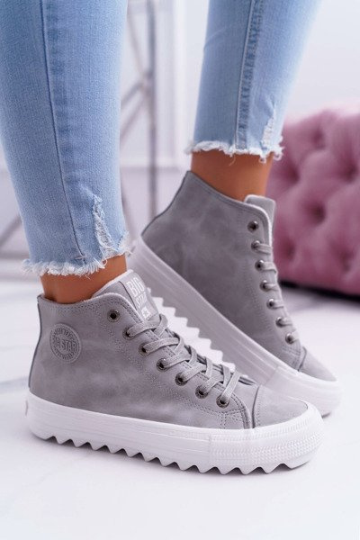 Dámské Tenisky Big Star Vysoké zateplené Šedé EE274114