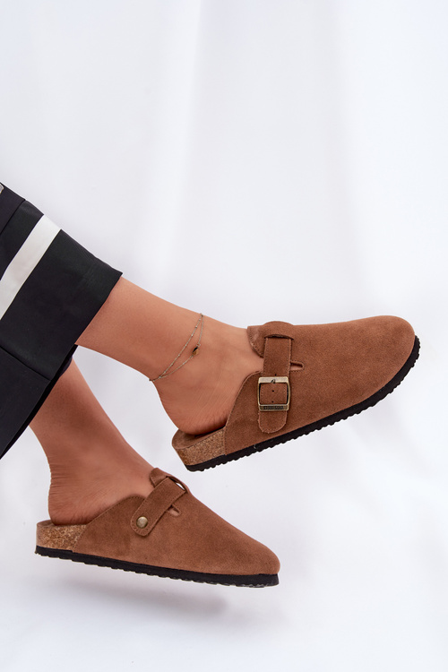 Semišové Klapky Chodaky Dámské S Přezkou Big Star RR274A387 Hnědé