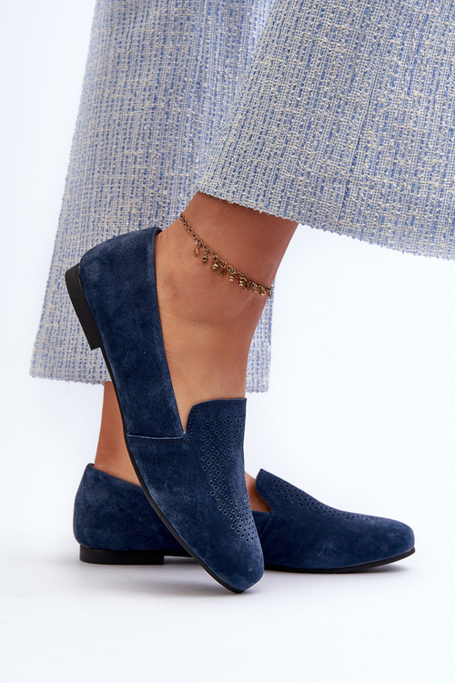 Semišové Pohodlné Mokasíny Modré Giovana