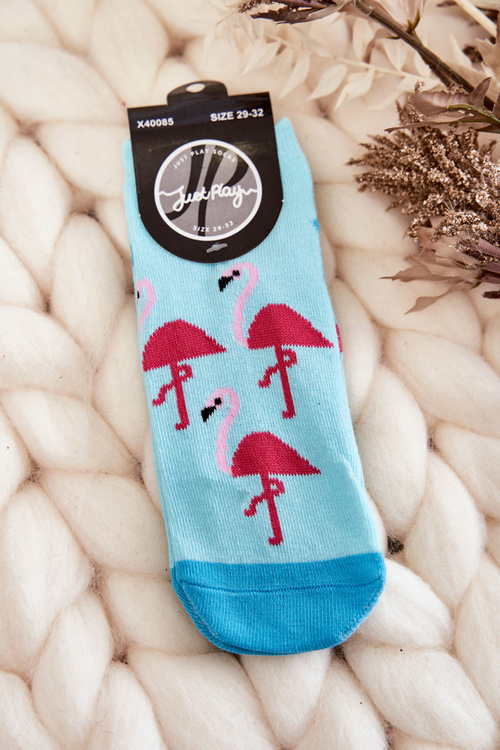 Ponožky pre mládež Tri svetlo modré plameniaky