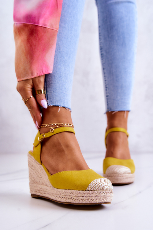 Ženské espadrilly na pletenej plošine žlté Canillo