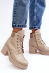Dámske kožené topánky na poštovej béžovej leocere