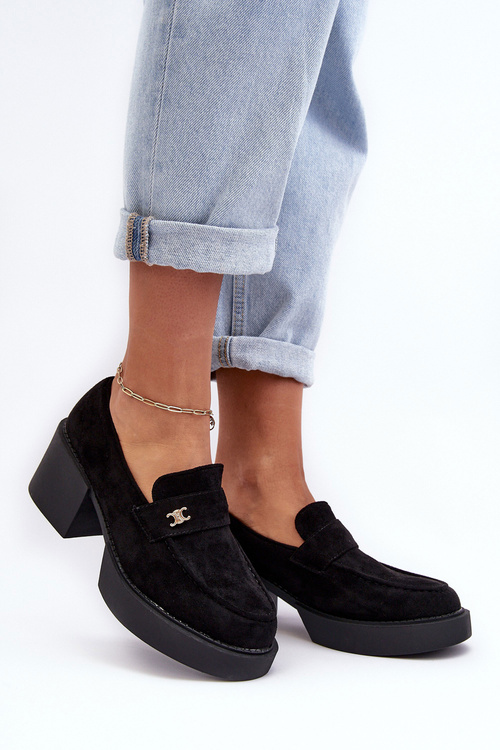 Dámské semišové polobotky na podpatku černé Afnira