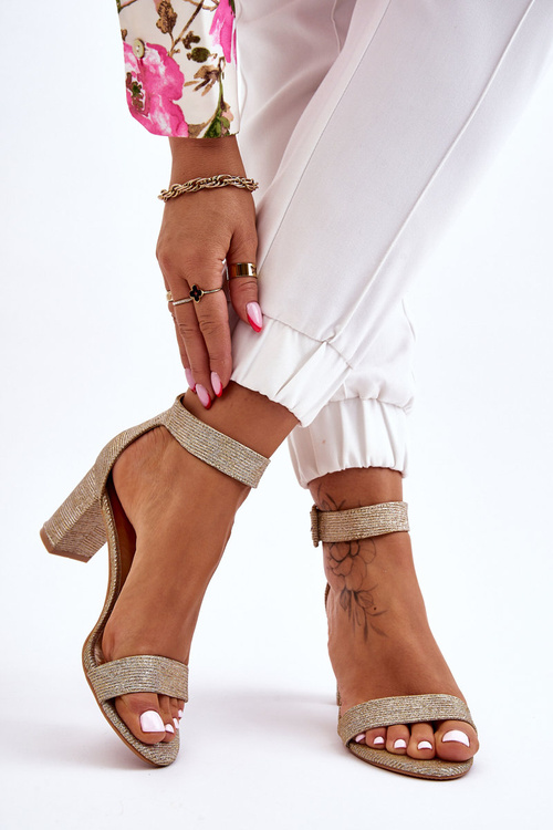 Lesklé zlaté vysoké podpätky Maxim