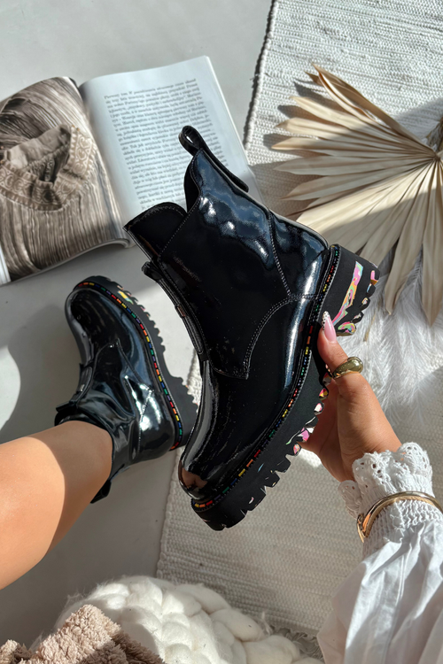 Kožené Lakované Dámské Kotníkové Boty Artiker 57C0065 Šedé