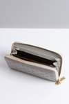Dámska peňaženka šedá veľká lakovaná zlatý zámok
