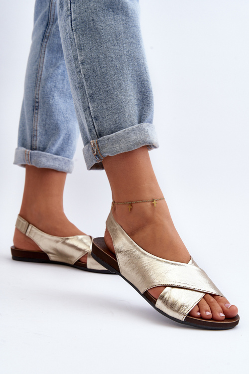 Zazoo 40407 Dámské kožené sandály Zlaté