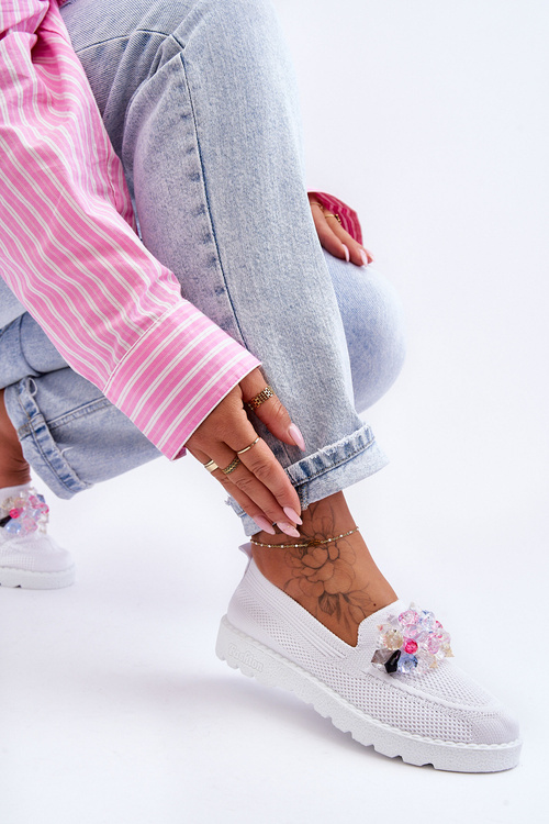 Dámske tenisky pre pedané s ozdobou biely Taylor