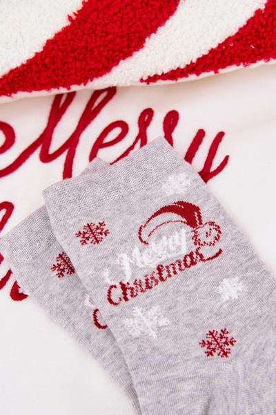 Dámske Vianočné Ponožky Snehové vločky S Nápisom Svetlosivá