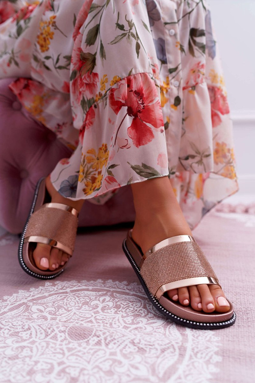 Ženské žabky s šampanskými renttre zirkónmi