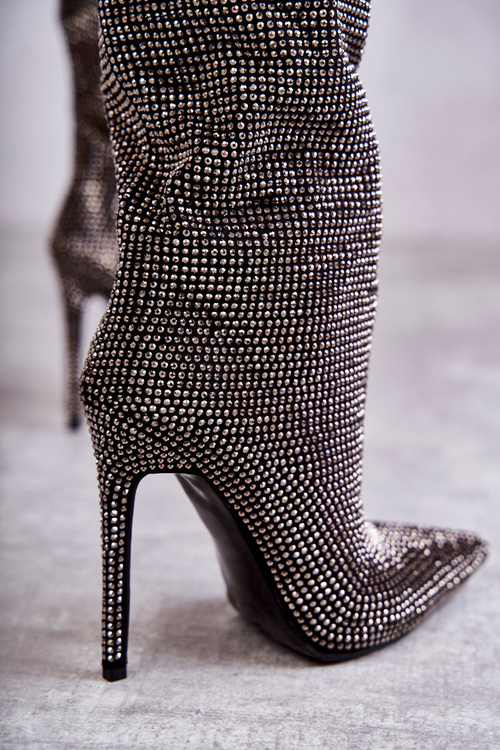 Módne topánky na vysokom podpätku s kubickými zirkónmi