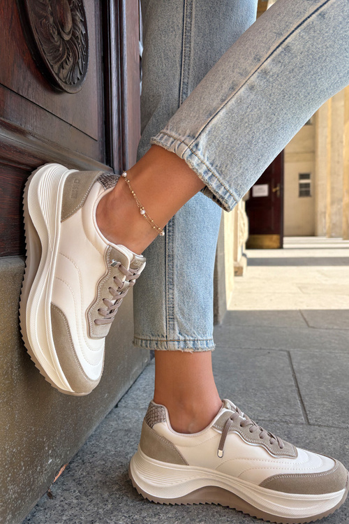 Dámske Semišové Tenisky Na Platforme Big Star RR274A344 HI-POLY SYSTEM Béžové