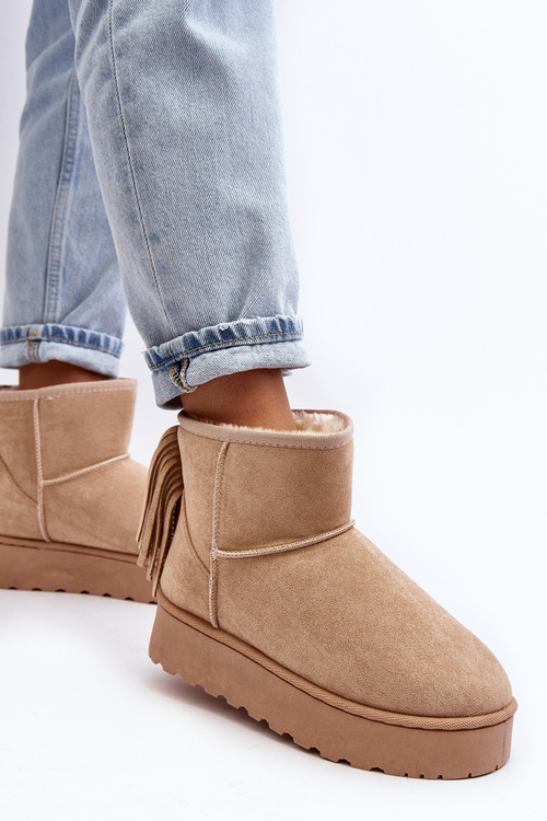 Dámské sněhule na masivní platformě s návleky béžové Lirico