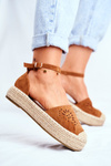 Ženské espadrilly na platforme Camel Palermo Linen Platform