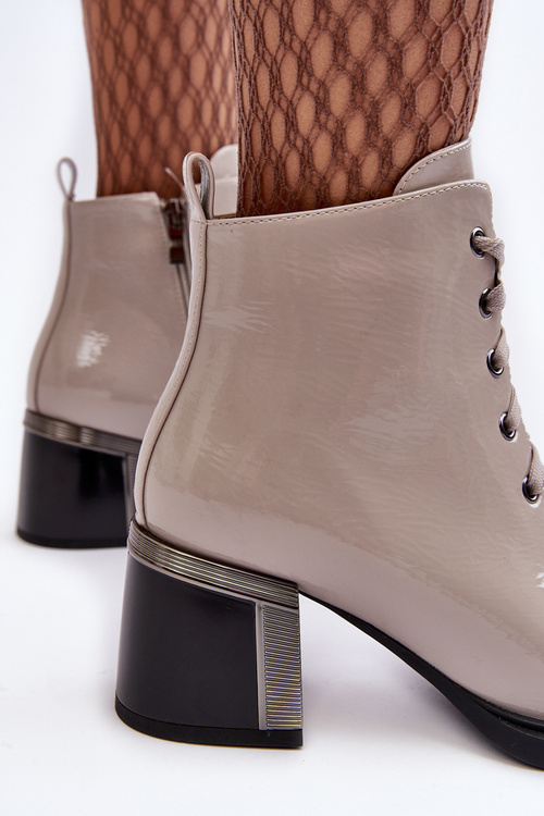 Dámské lakové boty D&A MR870-98 Světle šedá