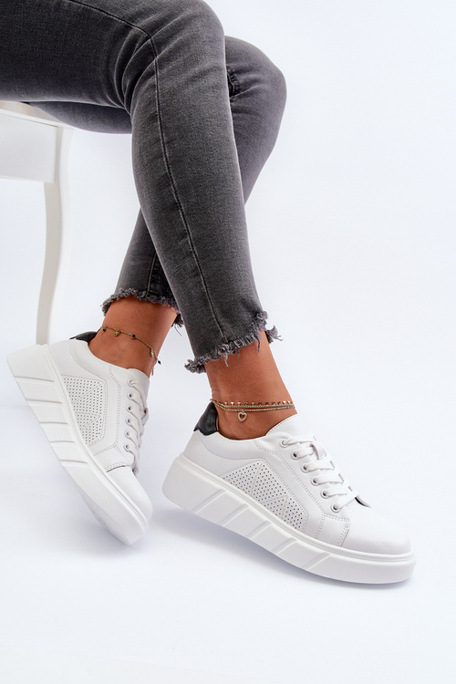 Dámské kožené tenisky na platformě bílé Gatira