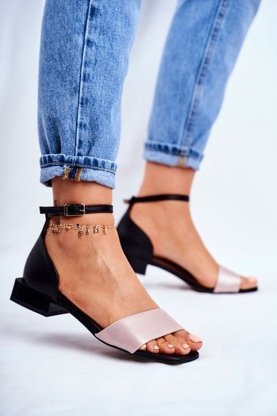 Kožené Lesklé Sandály Maciejka 04618-21 Cerné-Růžové