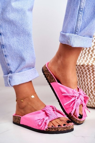 Dámske ružové klapky na dopravných džehách lemované marina