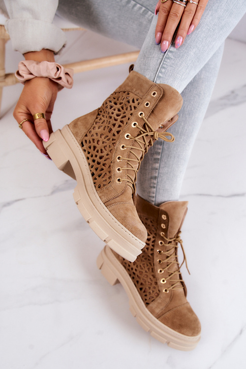 Camel Aileen Openwork Suede topánky