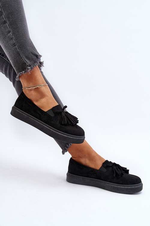 Dámske espadrilky s repmi čierne Elorvia